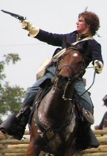 Mounted Trooper Jake on Ruger - Firing under control! 